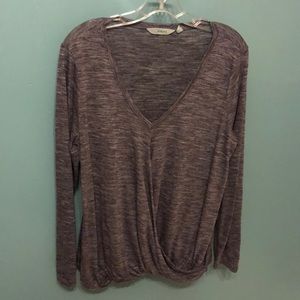 Athleta Long Sleeve Heathered Purple Top Size L